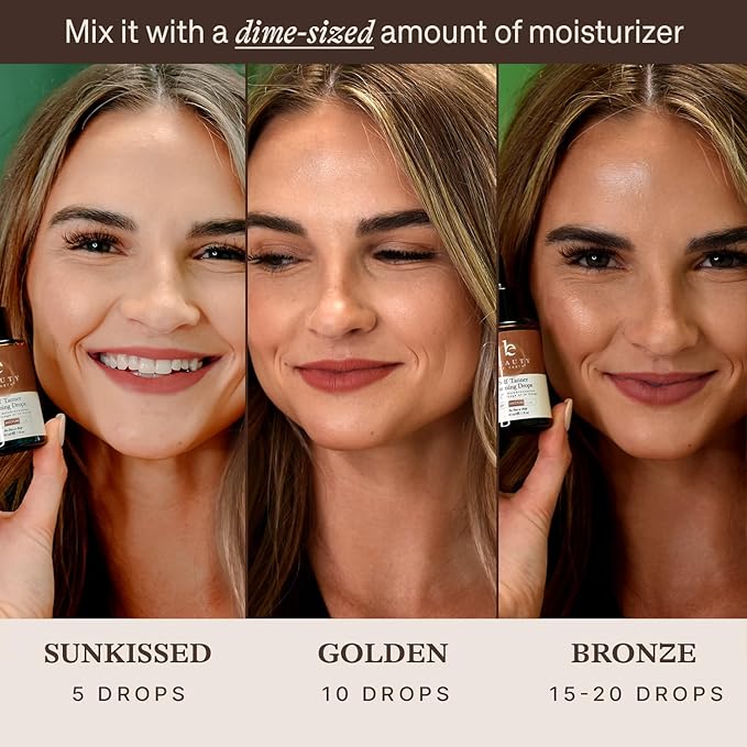 Self Tanning Drops for Face - USA Made with Organic & Natural Ingredients, Bronzing Face Tanning Drops with Aloe Vera, Non Toxic Self Tanner for Sunless Fake Tan & Natural Glow, Cruelty & Toxin Free