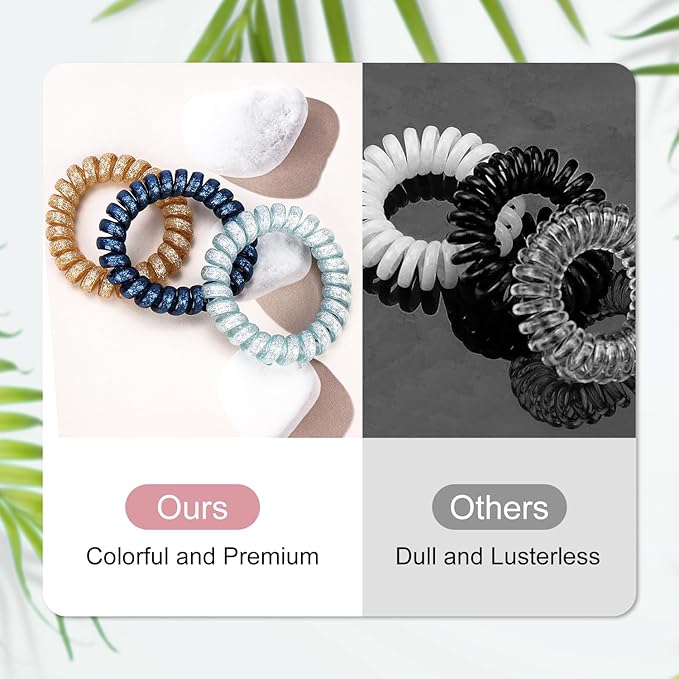 JessLab Spiral Hair Ties for Women, 10-Pack Traceless No-Damage Ponytail Holders, Coils Hair Bands for Girls, Assorted Colors