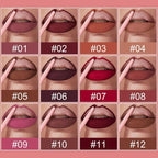 12 Colors Retractable Lip Liner Kit for Define & Sculpting Lips Shades, Long Lasting Waterproof High Pigment Matte Finish Creamy Texture Lip Liner Pencil Set for Women