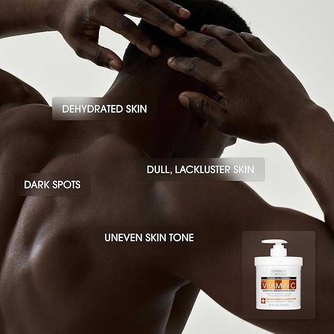 Advanced Clinicals Vitamin C Cream Visibly Brightening Body Lotion | Vitamin C Moisturizer Skin Care Body Cream For Women & Men Visibly Improves Look Of Dark Spots & Uneven Skin Tone, W/Travel Size