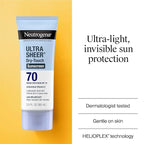 Neutrogena Ultra Sheer Dry-Touch Sunscreen Lotion SPF 70, Broad Spectrum, Water Resistant 80 Min, Oil-Free, Oxybenzone-Free, Non-Comedogenic, Matte Finish, Body Sunscreen, Travel Size 3 Fl Oz