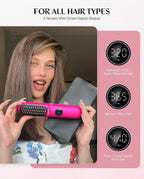 Fanttik Solo I10 APEX Portable Hair Straightener Brush, Cordless Straightening Comb with 113% Larger Heating Area, LED Display & Ceramic Coating, Ionic Technology & Safe Mode - Pink