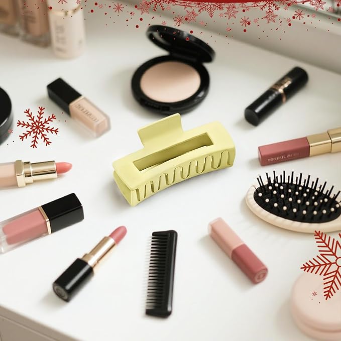 TOCESS Hair Claw Clips for Women - Large 8PK Neutral Matte Jumbo Square Hair Clips for Thick, Thin, Long, Short, Curly Hair Girls, Big Jaw Clip Set for Daily Use (Lemon Yellow)