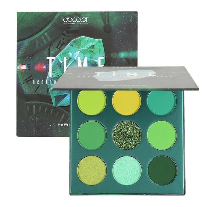 docolor Eyeshadow Palette 9 Colors Green Eyeshadow Gemstone Shadow Palette Highly Pigmented Mattes Shimmers Smokey Glitter Cream Colorful Powder Long Lasting Waterproof Makeup Palette