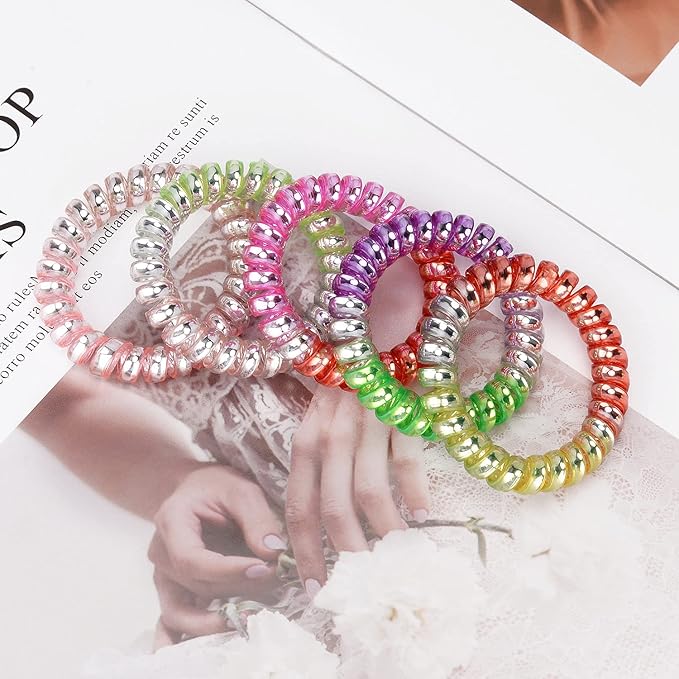 JessLab Spiral Hair Ties for Women, 10-Pack Traceless No-Damage Ponytail Holders, Coils Hair Bands for Girls, Assorted Colors