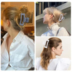 6 Pack Hair Clips, 3.5 Inch Medium Hair Claw Clips for Women and Girls - Grey