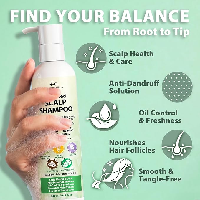 Antifungal Shampoo for Folliculitis and Seborrheic Dermatitis: Scalp Psoriasis Treatment, Dandruff & Itchy Scalp Relief with Salicylic Acid, Piroctone Olamine, Rosemary & Coconut Oil 8.8 fl.oz