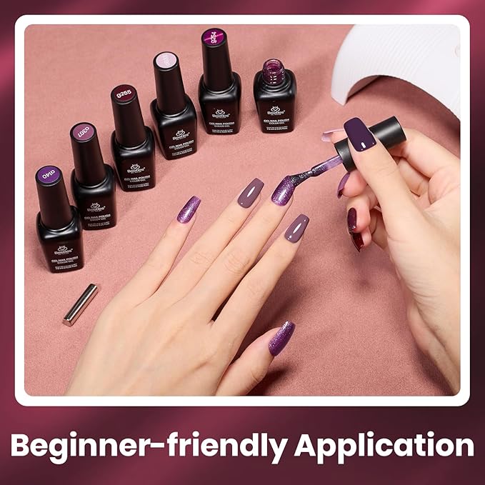 beetles Gel Polish Purple Gel Nail Polish Set - Muse Of Midnight Winter Deep Dark Light Purple Glitter Cat Eye UV Led Needed Soak Off DIY Salon Home Nail Art Gifts for Women