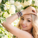 Hair Accessories, 25 PCS of 5 Styles Boho Hair Tie Bracelets with Beads - Cute Elastic Bands for Thick or Thin Hair, No Damage, Pink for Girls and Women