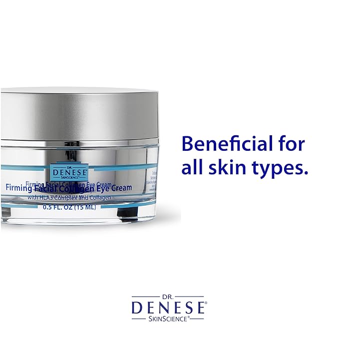Dr. Denese SkinScience Firming Facial Collagen Eye Cream 0.5oz – Collagen, Hyaluronic Acid & Peptides for Smoother Under Eye Skin – Reduces Look of Puffiness, Dark Circles & Fine Lines – Travel Size