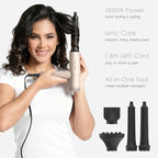 TOME Hair Dryer with Diffuser 1875W High Speed Blow Dryer Ionic 110000 RPM Cool Shot Lock 1 inch Air Curling Wands Nozzle Light Weight Pink