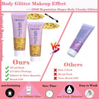 Body Glitter Face Glitter Gel: Singer Concerts Disco Festival Rave Accessories Face Glitter Makeup 100ml Chunky Sequins Mermaid Face Body Hair Glitter Gel (2 Gold)