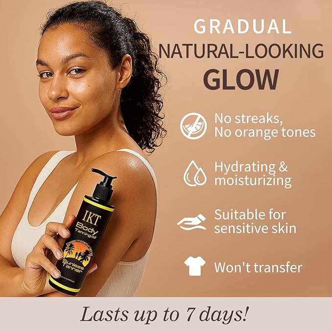 FUNAN Self Tanner Tanning Oil Kit, Deep Moisturizing Sunless Tanner with Application Mitt, Even & Natural Bronzing Self Tan for Face & Body, 3.38 fl oz