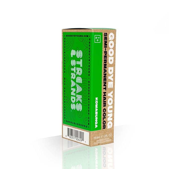 Good Dye Young Streaks and Strands Semi-Permanent Hair Color (Kowabunga) - UV Protective, Conditioning, PPD-Free, Cruelty-Free & Vegan Green Hair Dye, Lasts 15-24+ Washes
