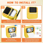 Instant Print Camera for Kids, Christmas Birthday Gifts for Girls Boys, 1080P Instant Digital Print Cameras for Toddler,Portable Toy for 4 5 6 7 8 9 10 Year Old Girl with 32GB SD Card，Yellow
