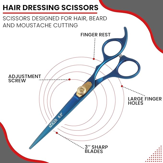Hair Cutting Scissors -Sharp Razor Edge Blade Hair Shears Series - 6.5" With Fine Adjustment – Stainless Steel Hair Scissors Professional For Men, Women & Babies