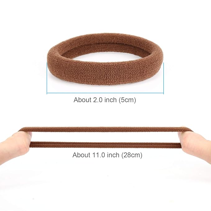 50PCS Hair Ties for Women, Cotton Seamless Hair Bands, Elastic Ponytail Holders, No Damage for Thick Hair, 2 Inch in Diameter, 6 Colors by Nspring