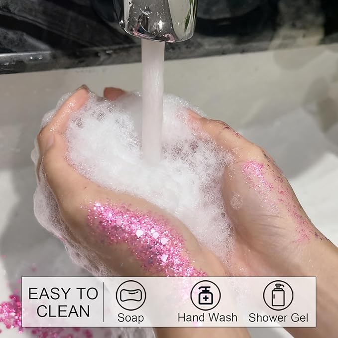 Face Body Glitter Paint Set for Women and Kids, White Pink Blue Holographic Mermaid Sequins Chunky Glitter Makeup for Music Festival Rave Accessories, Easter, Wedding, Valentine, Prom