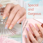 Jelly Crystal Gel Nail Polish Set, 6 Colors Pastel Blue Purple Rainbow Yellow Pink Gel Polish Kit Uv LED Dryer Cured Spring Summer Nail Trend Gel Nail Art Kit Gifts for Women