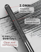 Iron Wand Mascara – Telescopic Tubing Mascara, Liquid Lash Extensions Effect, Waterproof & Long-Lasting, No Flaking, No Clumping, 3D Curling Wand for Bold, Defined Lashes (2 Black + Eyelash curler)