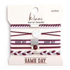K'lani Game Day Hair Tie Bracelets – 5-Pack Stretchy No-Crease Hair Ties & Stylish Bracelets – Team Color Accessory for Hair or Wrist - Maroon & Gray, Medium