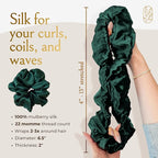 Silk Scrunchies for Women Ponytail Holders – Oversized Mulberry Silk Scrunchie – Extra Large No Damage Hair Tie for Curly, Thick, and Thin - Hair Accessories for Women – Emerald, XL By Curlfriend