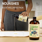 EWG Verified Castor Oil Glass Bottle 32 fl oz (with Pump) 100% Pure Castor Oil for Skin Face Hair, Cold Press, Hexane Free, Unrefined Caster oil for Pack Wrap Deep Nourish Body