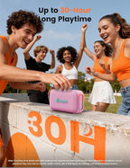 Bluetooth Speaker White Elephant Gifts: Christmas Stocking Stuffers for Men Adults Teens, 30H Playtime, Portable Wireless Speakers, Powerful Bass, Lightshow, Birthday Beach Vacation Essentials, Pink