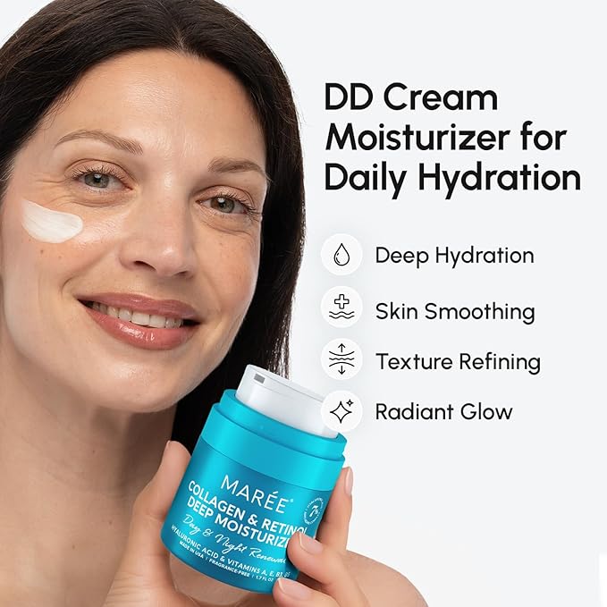 MAREE Face Moisturizer Collagen Cream for Face Gift Set 2 Pack - Hyaluronic Acid & Retinol - Anti-Aging Wrinkle Creams - Crema Para La Cara