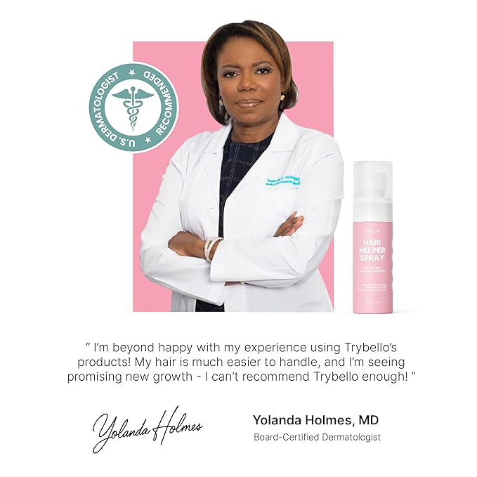 Trybello Hair Helper Spray - Growth Serum With Biotin & Castor Oil - Caffeine Infused Treatment for Thicker, Fuller Hair - Repair Thinning Naturally - Vegan, Cruelty-Free Formula