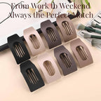 8 Pack Neutral Flat Hair Clips for Women – Large Matte No-Slip Rectangle Claw Clips Thick & Thin Hair in Brown, Black, and Blonde, Strong Hold Square Hair Accessories for Work or Daily Wear