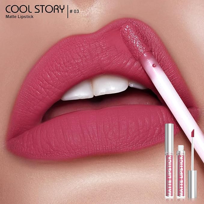 COOL STORY Matte Lip Stain Tint Highly Pigmented Color Long-Lasting Waterproof Berry Kiss (03)