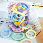 50Pcs Hair Ties for Women Girls,Cotton Seamless Hair Ties, Soft Ponytail Holders,No Crease No Damage Elastics Hair Bands with Box for Thick Heavy and Curly Hair (Set 1)
