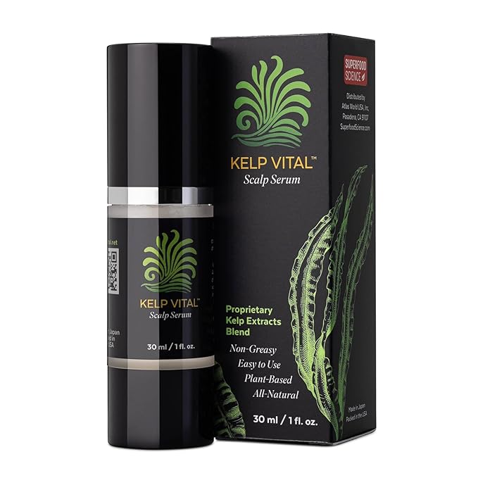 Kelp Vital Scalp Serum for Thinning Hair, Daily Plant-Based Scalp Care with Gagome & Rishiri Kelp, Unscented, Alcohol-Free, Non-Greasy, for Women & Men, 30 mL Airless Pump