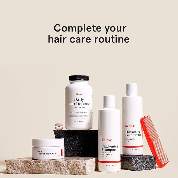 Keeps Men’s Hair Loss Conditioner with Biotin - Anti-Thinning & Hair Growth Shampoo for Men - DHT Blocker with Saw Palmetto & Caffeine for Fuller, Thicker Looking Hair - Color-Safe Products