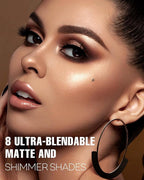 Black Smoky Eye Shadow Palette 8Color Dark Grey Smokey Eyeshadow for Goth Makeup Black Silver White Gray Shade for Halloween (BlackS)