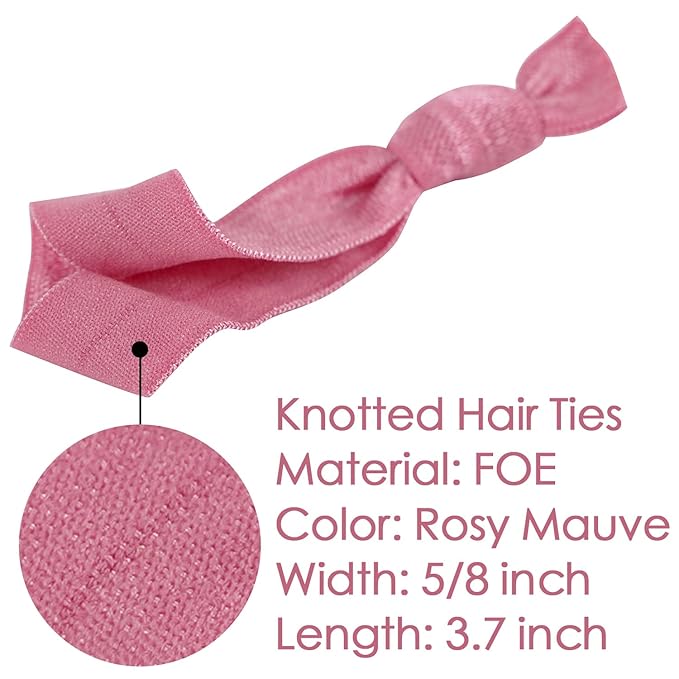 MEEDEE 100 Pack Rosy Mauve Color Hair Ties For Women No Crease Soft Elastic Ribbon No Damage Pink Hair Ties Knotted Ouchless Hair Ribbon Yoga Hair Ribbons Elastic Bracelets