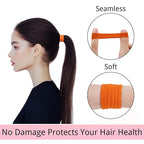 LuSeren 120 Pcs Orange Hair Ties for Women, No Damage Soft Seamless Nylon Hair Elastics for Thick Hair, Ponytail Holders, Solid Orange Hair Accessories