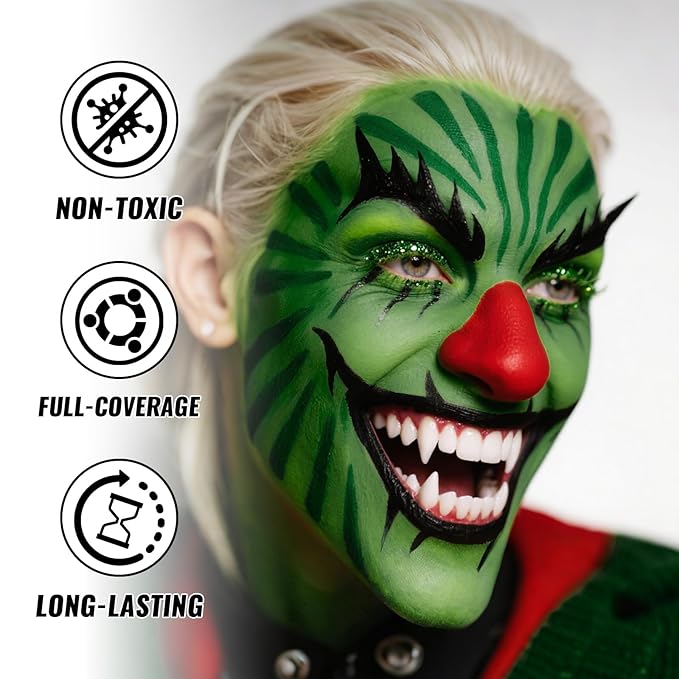 Green Oil Based Face Body Paint Stick, Non-toxic Full coverage Face Painting for Halloween Cosplay Makeup Hulk Witch Monster Joker, Waterproof Cream Green Body Paint for Adults Costumes Party