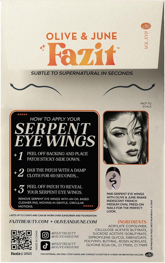 Fazit Makeup Patches - Halloween Serpent Eye Wings - Glow Up Make-Up Patches - Cute Glitter Makeup Accessories for Women - Cosmetic Glitter for Face