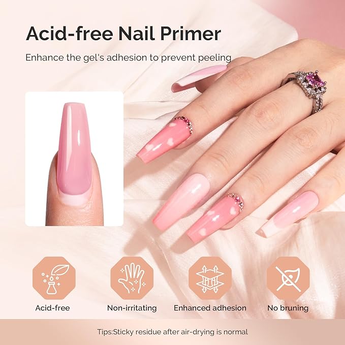 MelodySusie Dehydrator and Primer Acid-Free HEMAFree Nail Prep Set for Acrylic,Gel,DIY Nails,Fast Dry,Superior Bonding,No Lift Formula,Ideal Manicure Gift Set 2Pcs 15ML/0.5oz