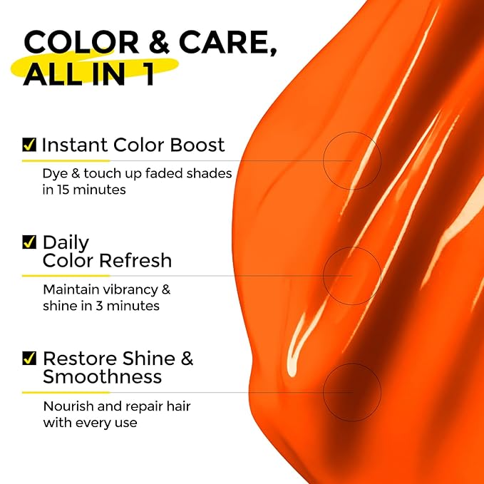 Semi Permanent Hair Color - 6 oz Color Depositing Conditioner with Shea Butter & Almond Oil- Color Conditioner Depositing Hair Mask - Vegan, Paraben, Ammonia & Sulfate Free -Orange
