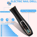 Professional Manicure Pedicure Kit, Cordless Electric Nail File Set, 360° LED Light Nail Drill Machine with LCD Display, 10 Speeds Rechargeable Nail Drill for Gel Nail Thick Toe Nails Christmas Gifts