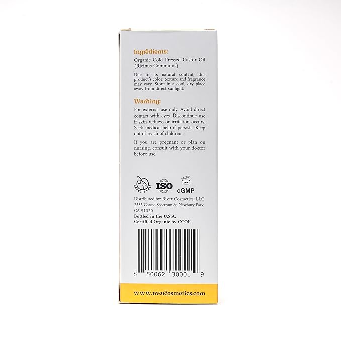 Organic Castor Oil, Cold Pressed in Glass Bottle for Naturally Nourishing Hair Care and Skincare, USDA Certified Organic 100% Pure Castor Oil, Hexane Free, 2 Fl Oz.