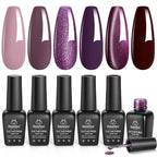 beetles Gel Polish Purple Gel Nail Polish Set - Muse Of Midnight Winter Deep Dark Light Purple Glitter Cat Eye UV Led Needed Soak Off DIY Salon Home Nail Art Gifts for Women