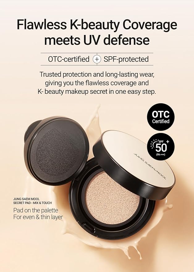 JUNG SAEM MOOL [ SPF ] Essential Skin Nuder Cushion (19 Light) | Refill Included (0.98 Fl Oz) | SPF50 Broad Spectrum | Natural Finish | Makeup Artist Brand