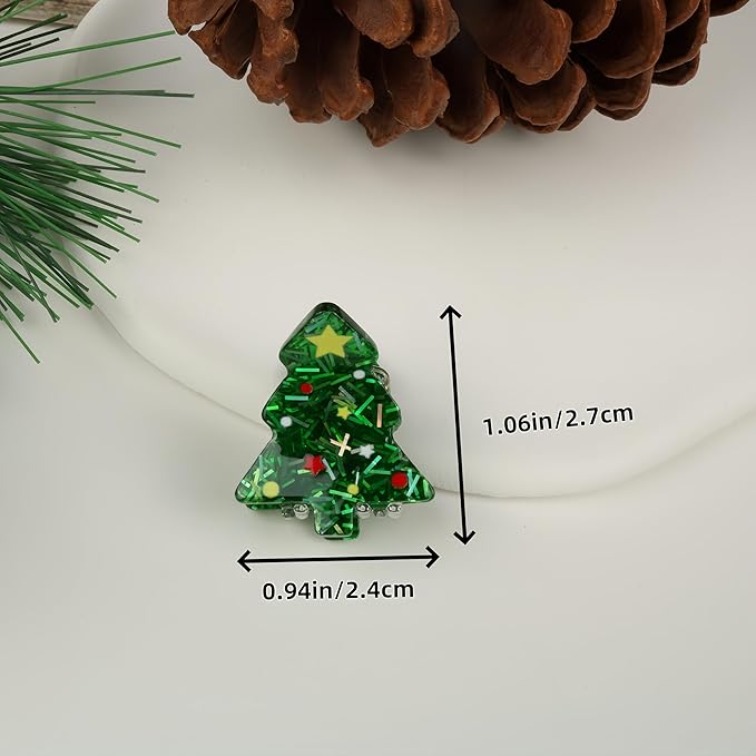 10PCS Mini Christmas Hair Claw Clips for Women-Christmas Tree and Gloves Gingerbread Snowman Stanta Claus Hair Accessories Cute Party Gifts for Girls