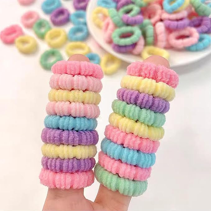 500 PCS Multicolor Cotton Hair Ties, Small Seamless Kids Hair Ties – Soft No-Crease Baby Hair Elastics for Girls, Kids & Toddlers, Gentle Ponytail Holders for Thin & Thick Hair. (multicolour)