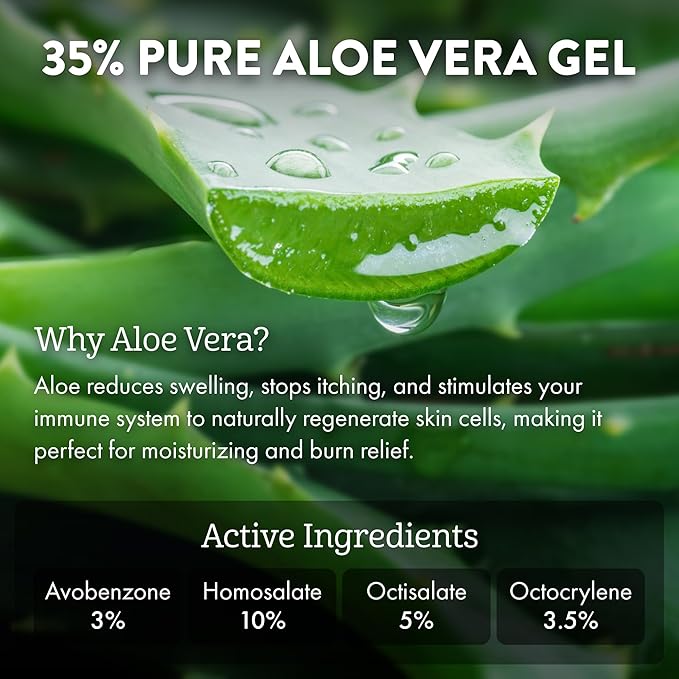 Aloe Up Sport Sunscreen Lotion SPF 30 - Broad Spectrum UVA/UVB Sunscreen Protector for Face and Body With Hydrating Aloe Vera Gel Non-Greasy No White Cast Reef Safe Fragrance-Free - 32 Oz.