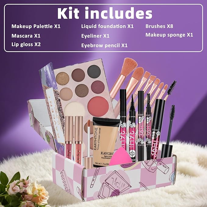 Makeup Kit for Teens Women Full Kit Makeup Sets for Women Foundation Eyeshadow Makeup Gift Set for Teen Girls Christmas Makeup kits for Teenagers 10-12